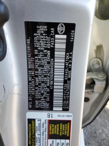 4T1BK1EB2DU045034 - 2013 TOYOTA AVALON BASE 银色 照片 12