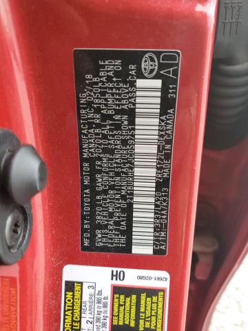 2T1BURHE7JC059751 - 2018 TOYOTA COROLLA L Qırmızı foto 12