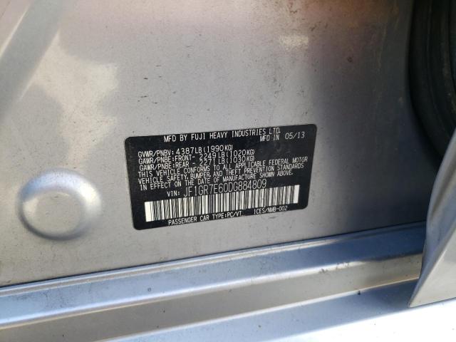 JF1GR7E60DG884809 - 2013 SUBARU IMPREZA WRX 银色 照片 12
