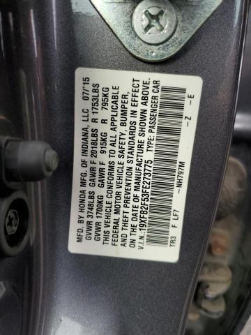 19XFB2F53FE273775 - 2015 HONDA CIVIC LX GRAY photo 12
