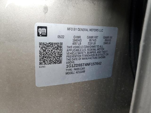 1G1ZD5ST4NF157642 - 2022 CHEVROLET MALIBU LT 棕色 照片 12