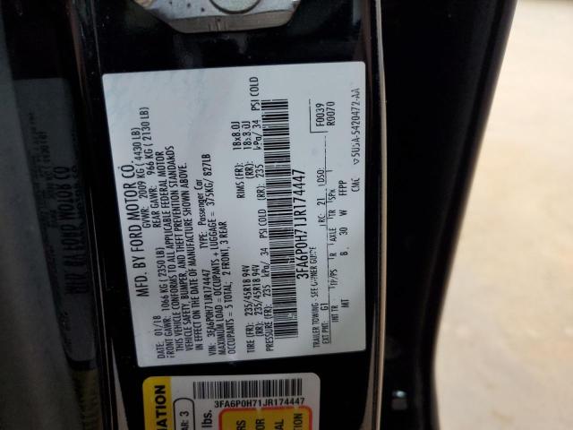 3FA6P0H71JR174447 - 2018 FORD FUSION SE Սև լուսանկար 12