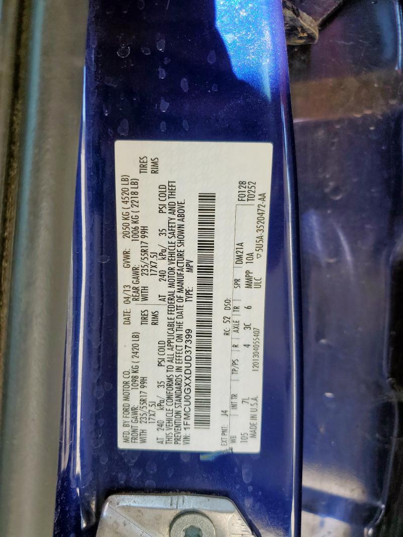 1FMCU0GXXDUD37399 - 2013 FORD ESCAPE SE BLUE photo 13