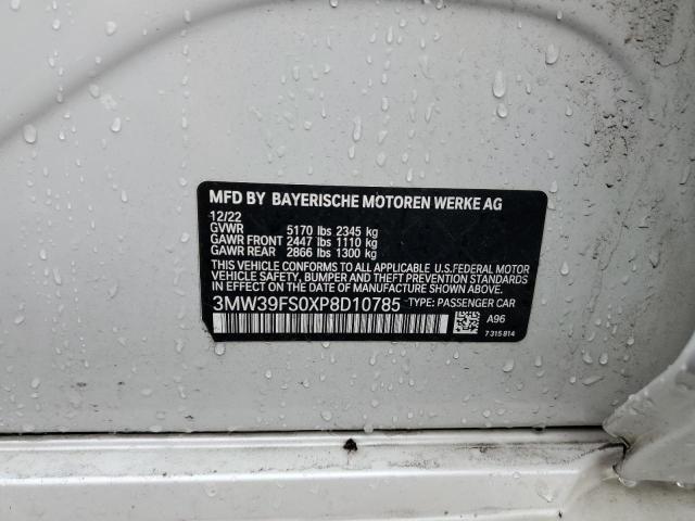 3MW39FS0XP8D10785 - 2023 BMW 330XE WHITE photo 12