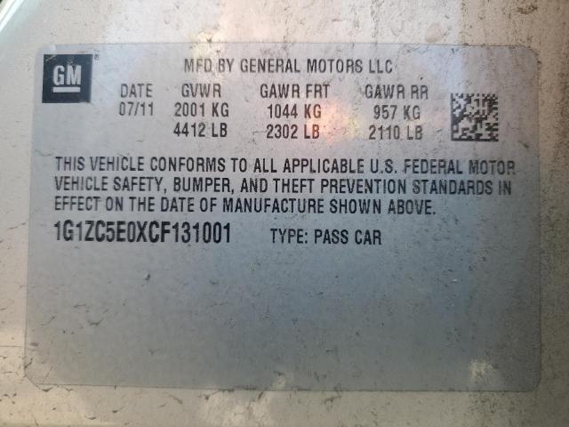 1G1ZC5E0XCF131001 - 2012 CHEVROLET MALIBU 1LT Алтын фото 12