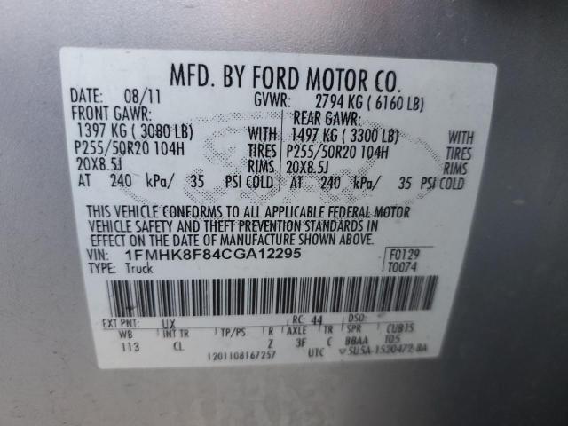 1FMHK8F84CGA12295 - 2012 FORD EXPLORER LIMITED SILVER photo 13