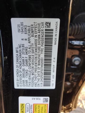 2HGFE2F53TH525551 - 2026 HONDA CIVIC SPORT BLACK photo 12