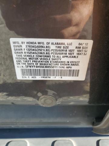 5FNYF4H55CB055011 - 2012 HONDA PILOT EXL BROWN photo 13