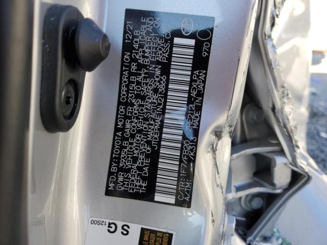 JTDEPMAE1NJ213866 - 2022 TOYOTA COROLLA LE ვერცხლისფერი ფოტო 13