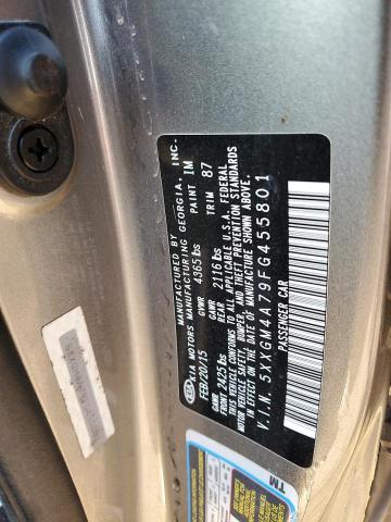 5XXGM4A79FG455801 - 2015 KIA OPTIMA LX GRAY photo 12