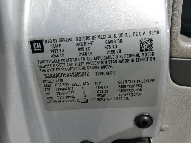 3GNBACDV9AS608212 - 2010 CHEVROLET HHR LT Gümüş fotoğraf 12