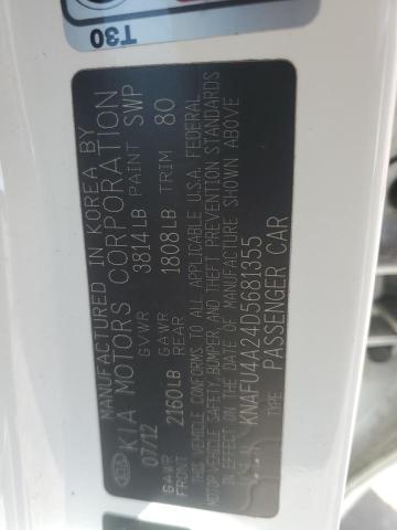 KNAFU4A24D5681355 - 2013 KIA FORTE EX 白色 照片 12