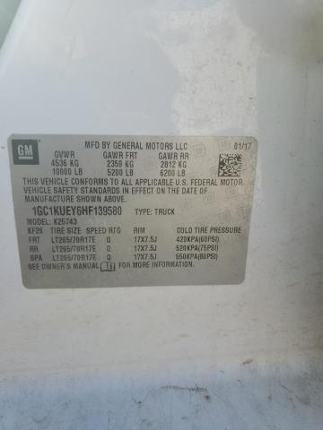 1GC1KUEY6HF139580 - 2017 CHEVROLET SILVERADO K2500 HEAVY DUTY WHITE photo 10