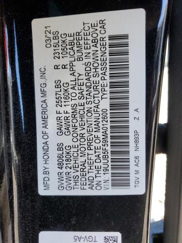 19UUB5F59MA012600 - 2021 ACURA TLX TECH A BLACK photo 13