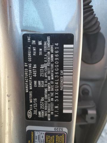 5XXGU4L36GG096614 - 2016 KIA OPTIMA EX GRAY photo 13