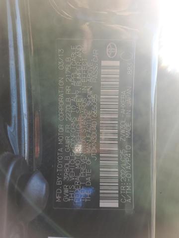 JTDKN3DU4D1665055 - 2013 TOYOTA PRIUS შავი ფოტო 12