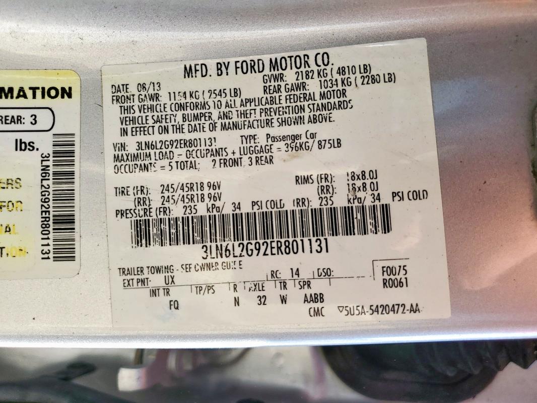 3LN6L2G92ER801131 - 2014 LINCOLN MKZ Gümüş foto 12