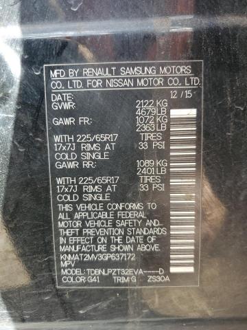 KNMAT2MV3GP637172 - 2016 NISSAN ROGUE S შავი ფოტო 14