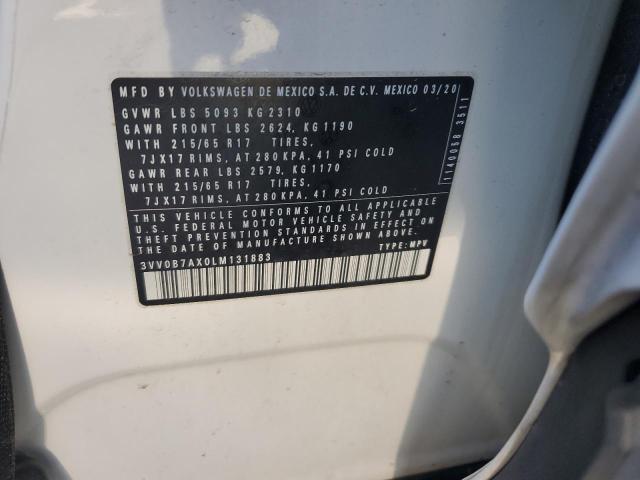 3VV0B7AX0LM131883 - 2020 VOLKSWAGEN TIGUAN S WHITE photo 13