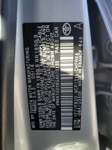 VNKKTUD39GA070135 - 2016 TOYOTA YARIS L SILVER photo 13