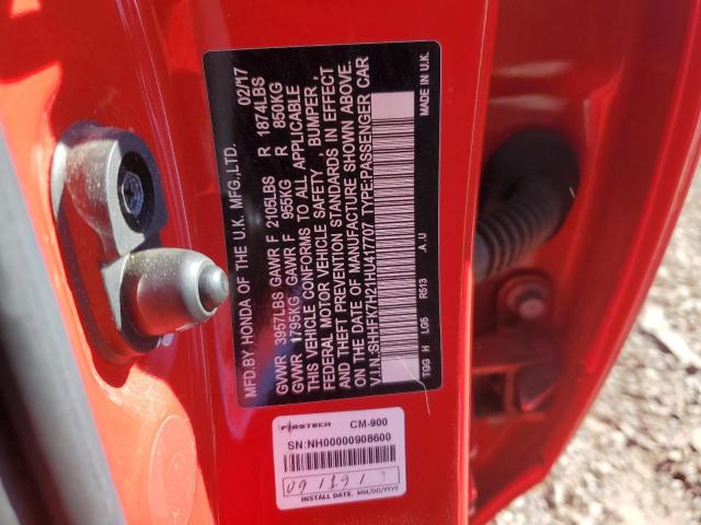 SHHFK7H21HU417707 - 2017 HONDA CIVIC LX RED photo 12