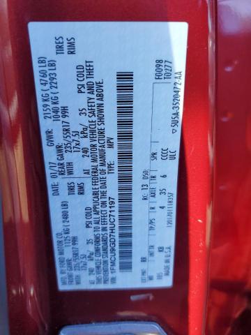 1FMCU9GD7HUC71197 - 2017 FORD ESCAPE SE RED photo 12