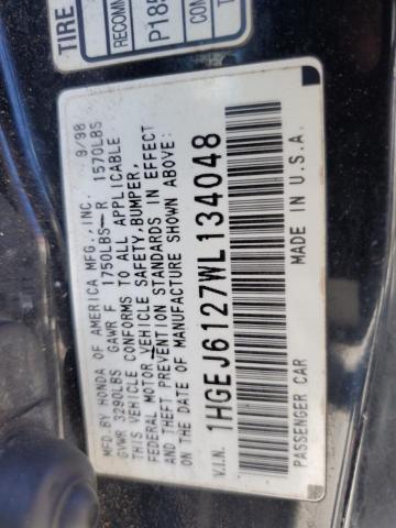 1HGEJ6127WL134048 - 1998 HONDA CIVIC DX 黑色 照片 12
