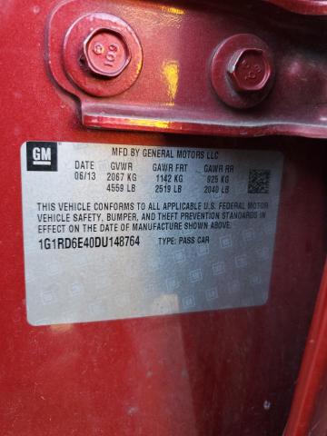 1G1RD6E40DU148764 - 2013 CHEVROLET VOLT ბურგუნდია ფოტო 13