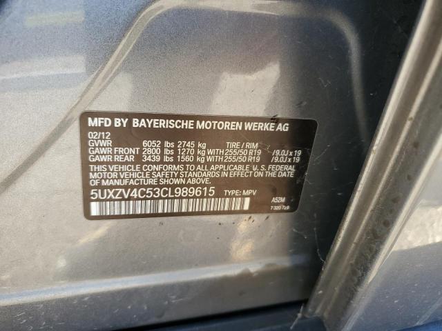 5UXZV4C53CL989615 - 2012 BMW X5 XDRIVE35I GRAY photo 13