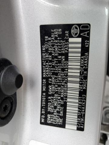 2T1BURHE7KC184900 - 2019 TOYOTA COROLLA L 银色 照片 13