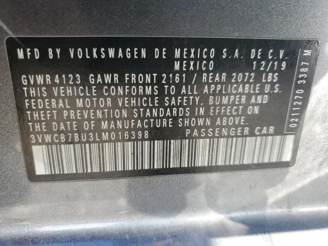 3VWCB7BU3LM016398 - 2020 VOLKSWAGEN JETTA S GRAY photo 13