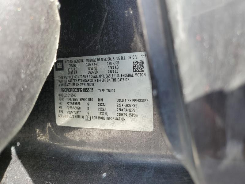 3GCPCREC2FG195505 - 2015 CHEVROLET SILVERADO C1500 LT გრაფიტი ფოტო 12