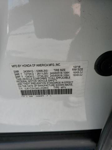 5J8YD3H34KL002800 - 2019 ACURA MDX WHITE photo 13
