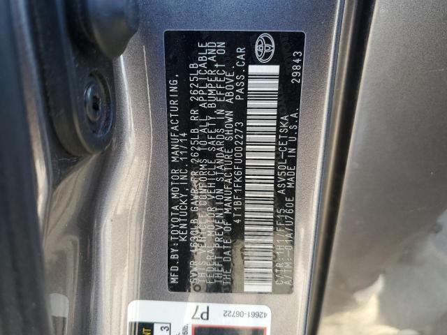 4T1BF1FK6FU002273 - 2015 TOYOTA CAMRY LE GRAY photo 12