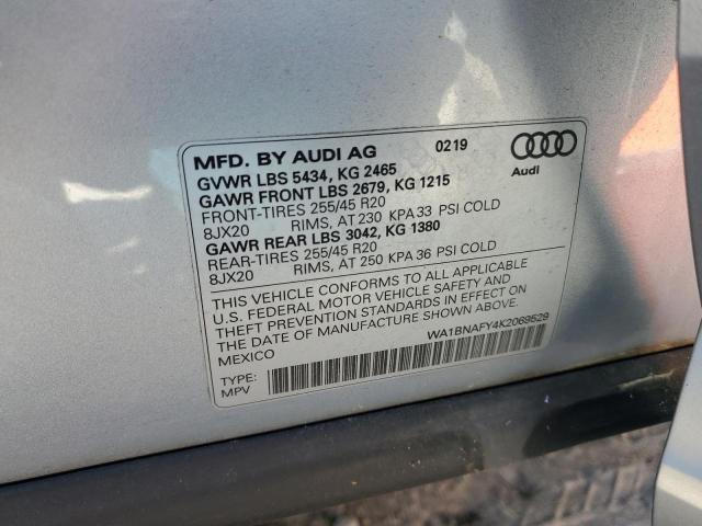 WA1BNAFY4K2069529 - 2019 AUDI Q5 PREMIUM PLUS Gümüş fotoğraf 14