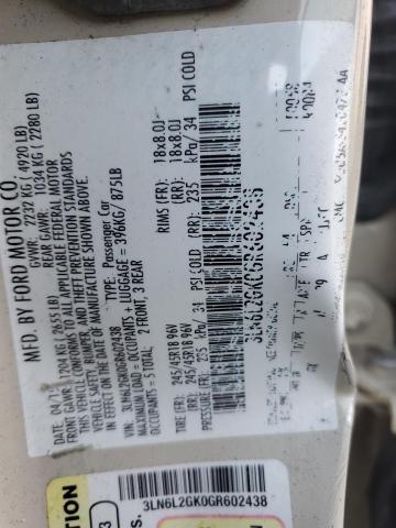 3LN6L2GK0GR602438 - 2016 LINCOLN MKZ TAN photo 12