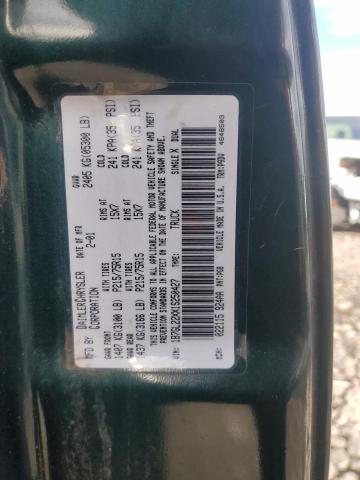 1B7GL22XX1S250427 - 2001 DODGE DAKOTA GREEN photo 12
