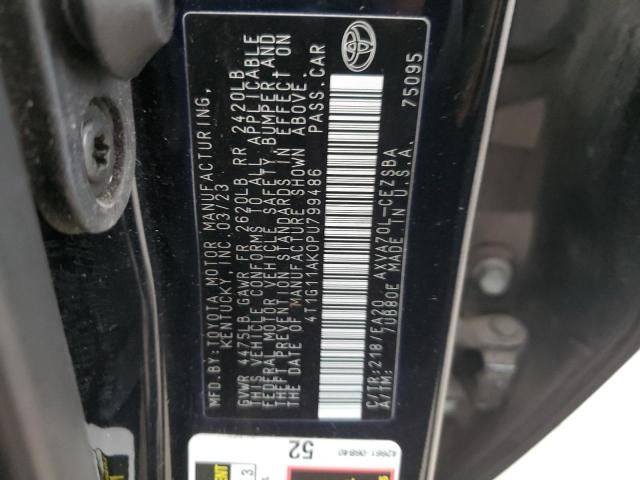 4T1G11AK0PU799486 - 2023 TOYOTA CAMRY SE NIGHT SHADE BLACK photo 12
