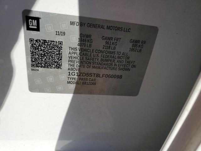 1G1ZD5ST8LF060098 - 2020 CHEVROLET MALIBU LT 白色 照片 12