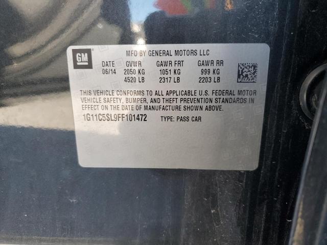 1G11C5SL9FF101472 - 2015 CHEVROLET MALIBU 1LT BLACK photo 12