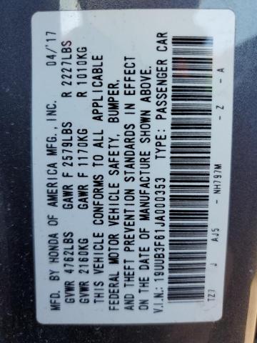 19UUB3F61JA000353 - 2018 ACURA TLX TECH+A ნაცრისფერი ფოტო 12