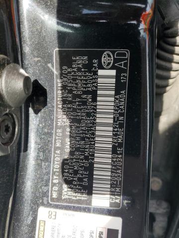 2T1BU4EE3AC252776 - 2010 TOYOTA COROLLA BASE BLACK photo 12