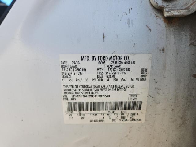 1FM5K8AR3DGC87743 - 2013 FORD EXPLORER POLICE INTERCEPTOR Blanc photo 13