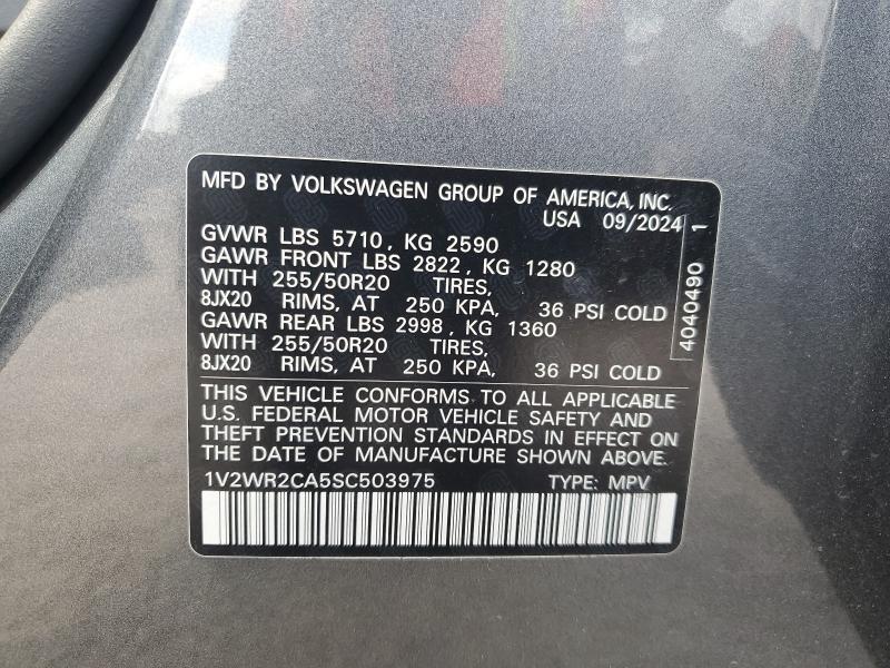 1V2WR2CA5SC503975 - 2025 VOLKSWAGEN ATLAS SE 灰色 照片 14