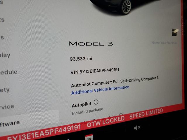 5YJ3E1EA5PF449191 - 2023 TESLA MODEL 3 Siyah fotoğraf 9