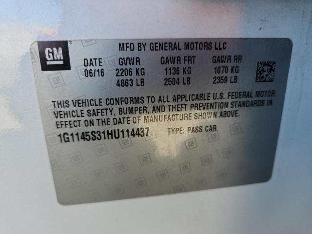 1G1145S31HU114437 - 2017 CHEVROLET IMPALA PREMIER WHITE photo 12