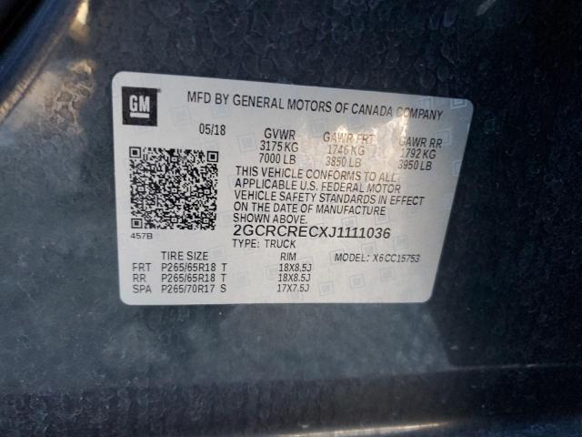 2GCRCRECXJ1111036 - 2018 CHEVROLET SILVERADO C1500 LT GRAY photo 12