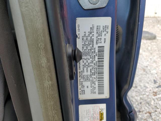 JTEBU14R248018949 - 2004 TOYOTA 4RUNNER SR5 BLUE photo 13