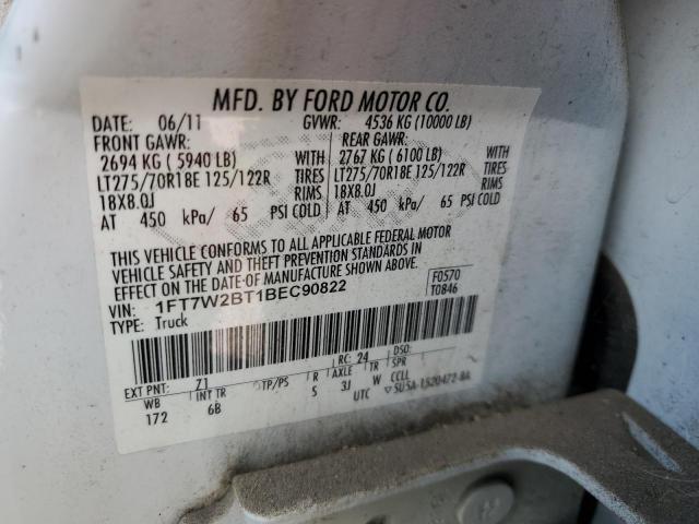 1FT7W2BT1BEC90822 - 2011 FORD F250 SUPER DUTY WHITE photo 13