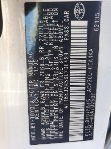 4T1BE32K56U706498 - 2006 TOYOTA CAMRY LE Ақ фото 12